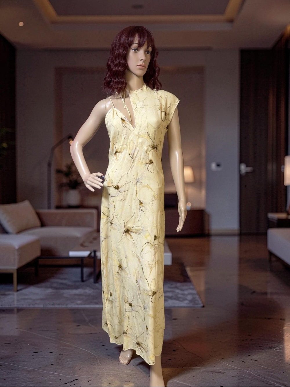 ZARA NWT Sz XS Elegant Cream Floral Print Strappy Maxi Dress - (0792)